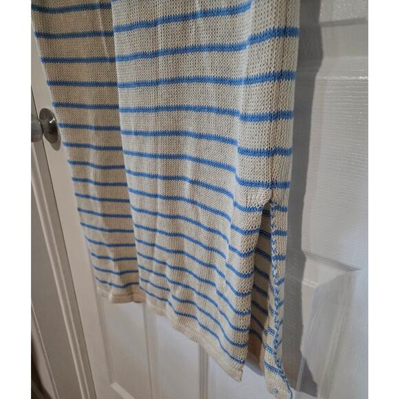 FLORIS Crochet Dress M/L Sleeveless Knee Length Lagenlook Made in Italy Blue - Picture 3 of 5